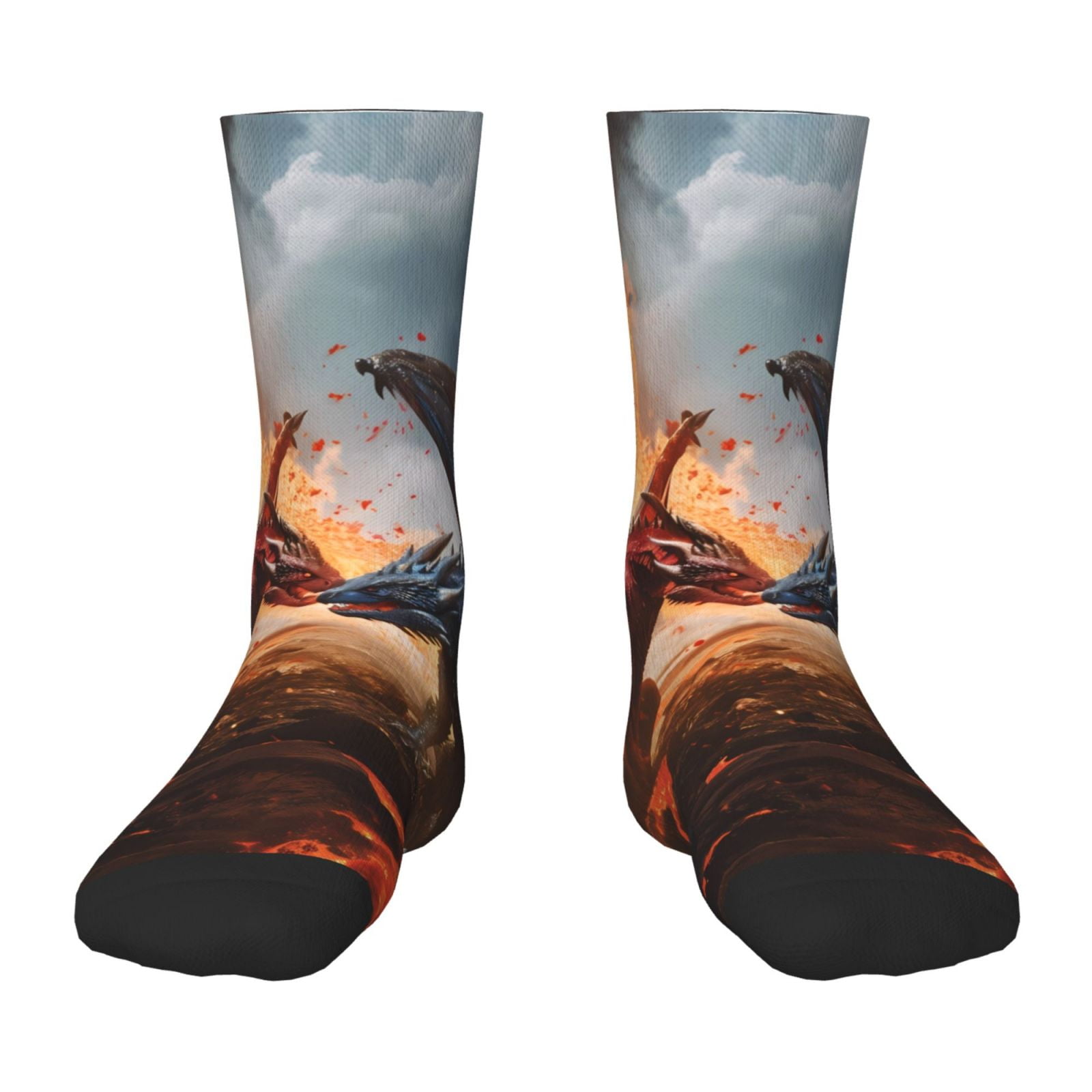 Fuzoiu Lava Dragon Print Kids Socks For Boys Girls,Grip Crew Socks with ...
