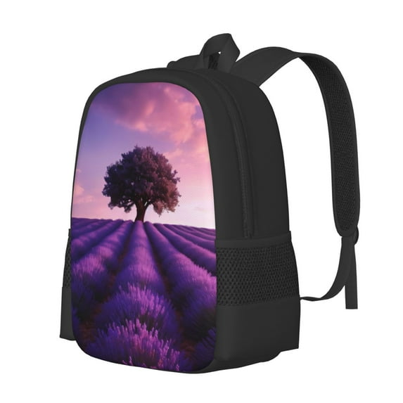 Fuzoiu Lavender Field Sunset Print Large Capacity Backpack,Travel Backpack,Laptop Bag,College School Rucksack Bag,for School, Travel & Outdoor Activities