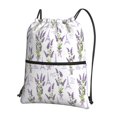 thumbnail image 1 of Fuzoiu Lavender Flowers Print Drawstring Backpack Water Resistant String Bag Sports Sackpack Gym Sack for Men Women, 1 of 6