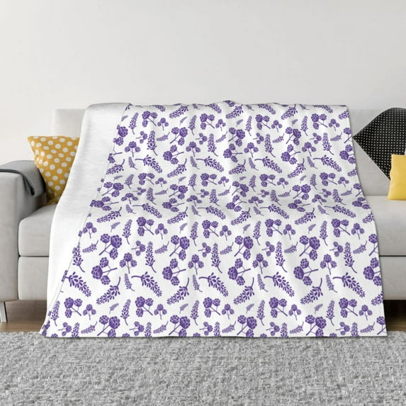 Fuzoiu Lavender Flowers Print Flannel Blanket,Throw Blanket,Flannel Home Decor,Fleece Bed Blankets,Cozy Soft Blanket for Bed, Sofa, Camping, and Travel-40"x30"