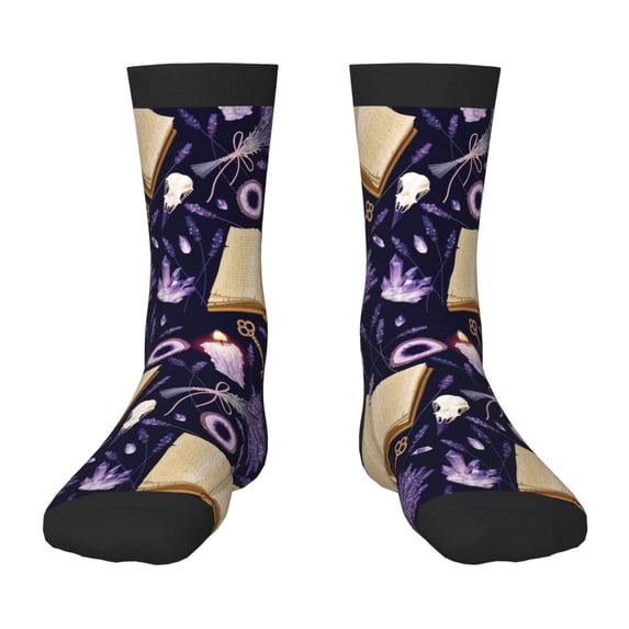 Fuzoiu Lavender Flowers Print Kids Socks For Boys Girls,Grip Crew Socks with Non Slip,Lightweight Stretch Crew Socks,Toddlers Crew Boot Socks