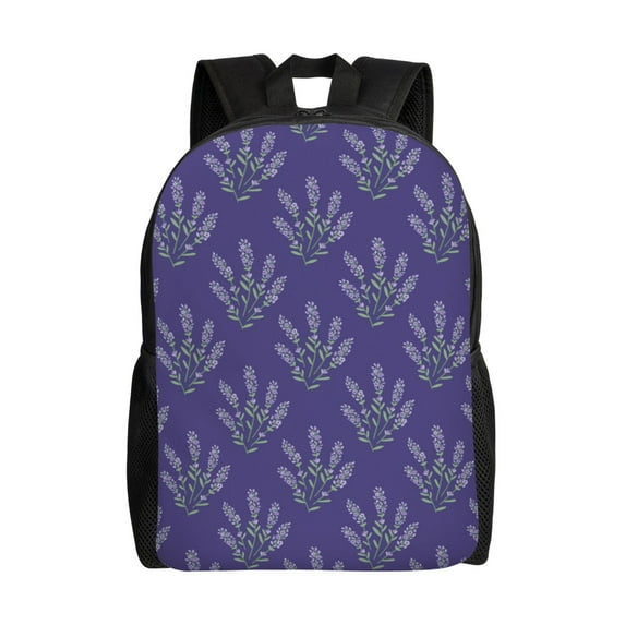 Fuzoiu Lavender Flowers Print Laptop Backpack,Work Business Backpacks, Large Capacity Nurse Bag College Bookbag for School, Waterproof Casual Daypack for Travel