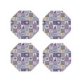 thumbnail image 1 of Fuzoiu Lavender Flowers Print Leather Coasters Set,Drink Coasters Set of 4,for Tabletop Protection, Durable PVC Coasters,Home Décor and Housewarming Gift-Octagon, 1 of 6