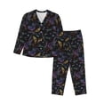 thumbnail image 1 of Fuzoiu Lavender Flowers Print Women's Long-Sleeved Pajama,Lounge Button Down Nightwear,Womens Notch Collar Pajama Set-Large, 1 of 7