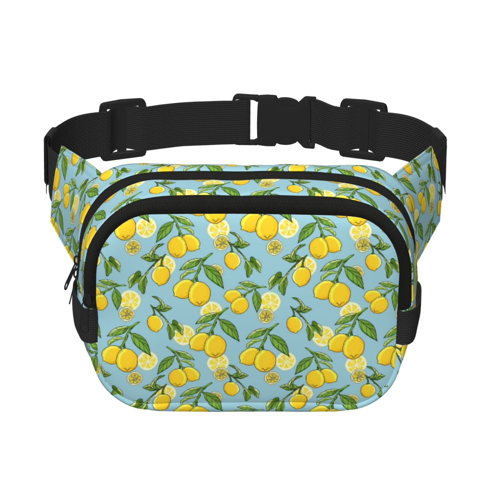 Fuzoiu Lemon (3) Print Unisex Square Double Layer Waist Bag,Crossbody Fanny Pack Travel Workout Accessory