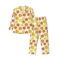thumbnail image 1 of Fuzoiu Lemon Orange Print Men's Long-Sleeved Pajama,Lounge Button Down Nightwear,Mens Notch Collar Pajama Set -X-Large, 1 of 7