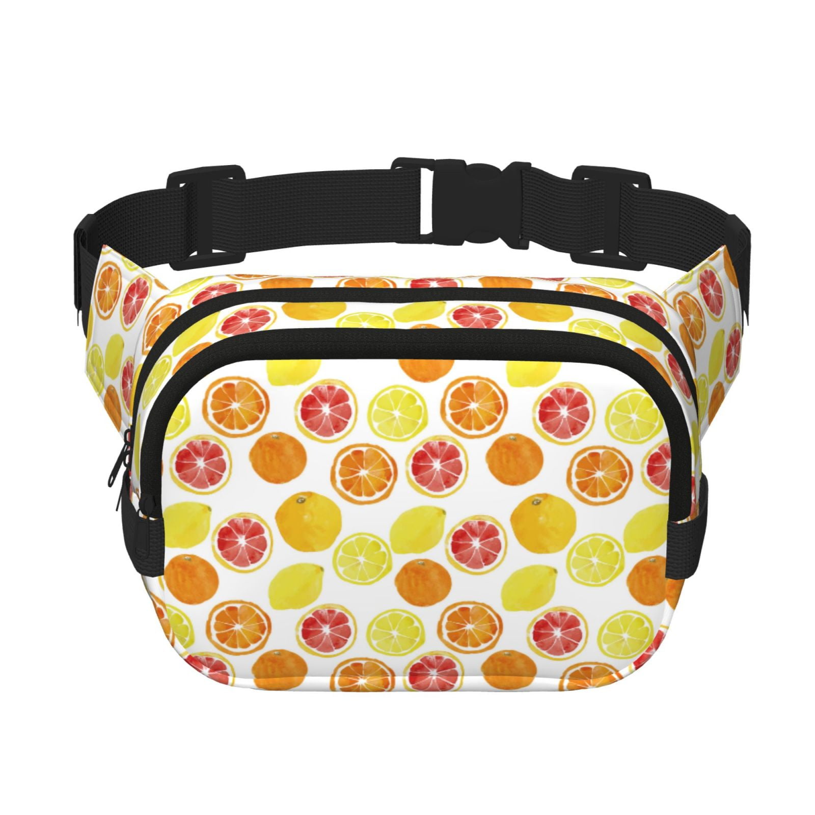 Fuzoiu Lemon Orange Print Unisex Square Double Layer Waist Bag,Crossbody Fanny Pack Travel Workout Accessory