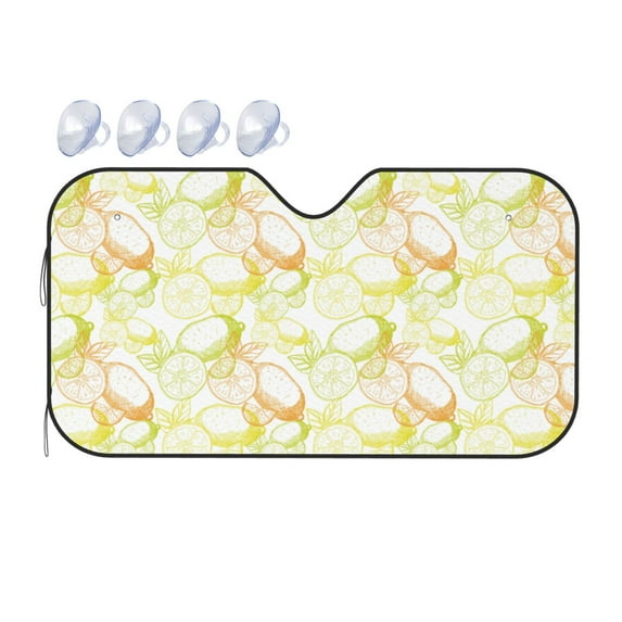 Fuzoiu Lemon Potatoes Print Car Windshield Sunshade,Foldable Reflective Sun Visor,Windshield Sun Shade,UV Rays Sun Visor Shade,Auto Front Sun Shield Shade-Medium