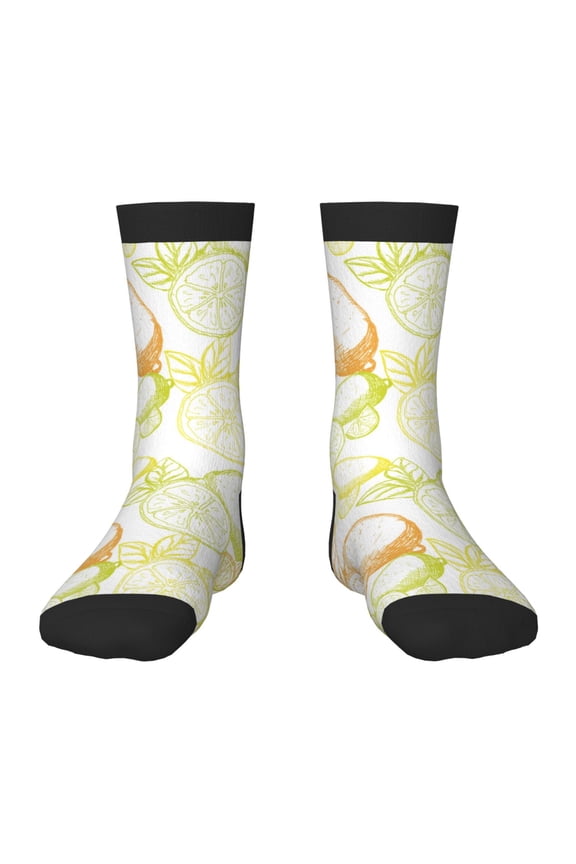 Lemon Potatoes Print Kids Socks For Boys Girls,Grip Crew Socks with Non Slip,Lightweight Stretch Crew Socks,Toddlers Crew Boot Socks