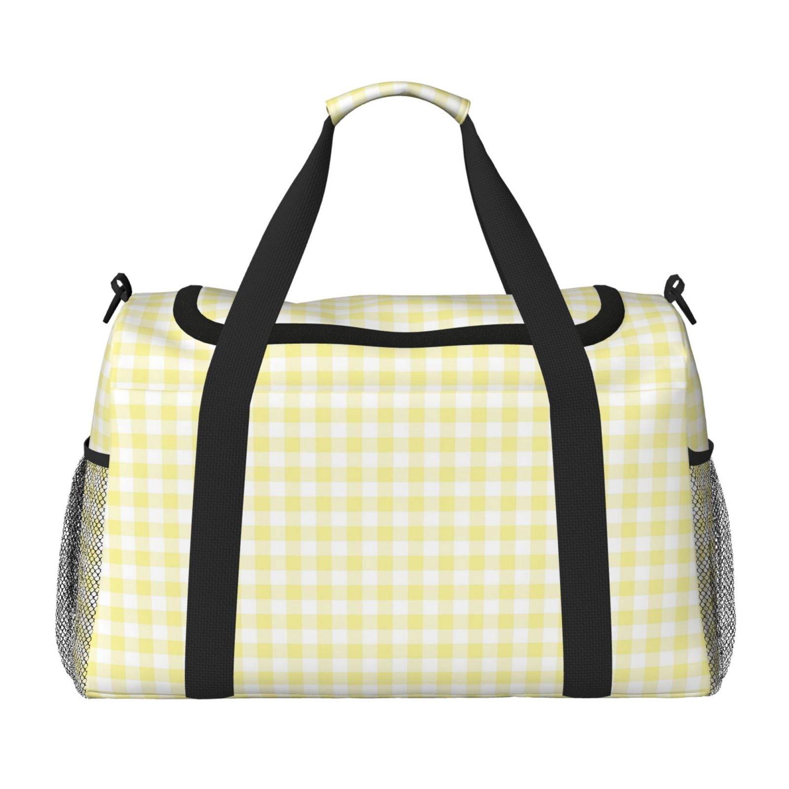 Fuzoiu Lemon Yellow Checkboard Print Travel Duffle Bag,Carry On Tote Bags,Duffel Bag,Sport Gym Bag, Hospital Bag for Labor and Delivery, Overnight Bag,Luggage Bag