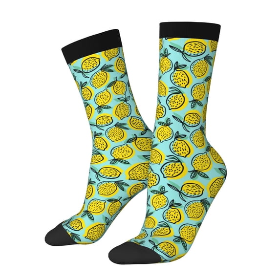 Fuzoiu Lemon1 Print Athletic Crew Socks for Men & Women,Casual Crew Socks,Above Ankle Crew Socks for Business, Casual