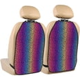 thumbnail image 1 of Fuzoiu Leopard Neon Rainbow Gradient Print 2 Pack Kick Mat Back Seat Protector With 3 Storage Pockets, Universal Car Seat Back Organizer For Kids Pets, Waterproof Backseat Protector For Most Car, 1 of 8