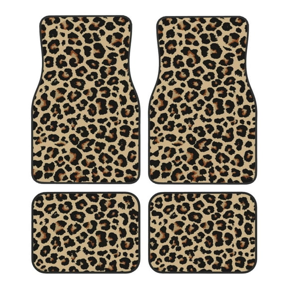 Fuzoiu Leopard Print-1 Print Carpet Floor Mats for Car,Car Foot Mat Set,Universal Fit 4 Piece Mat Pad Set,Fits Most Cars Trucks Vans Sedans SUV Auto Carpet Mat Se