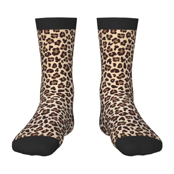 Fuzoiu Leopard Print-2 Print Kids Socks For Boys Girls,Grip Crew Socks with Non Slip,Lightweight Stretch Crew Socks,Toddlers Crew Boot Socks