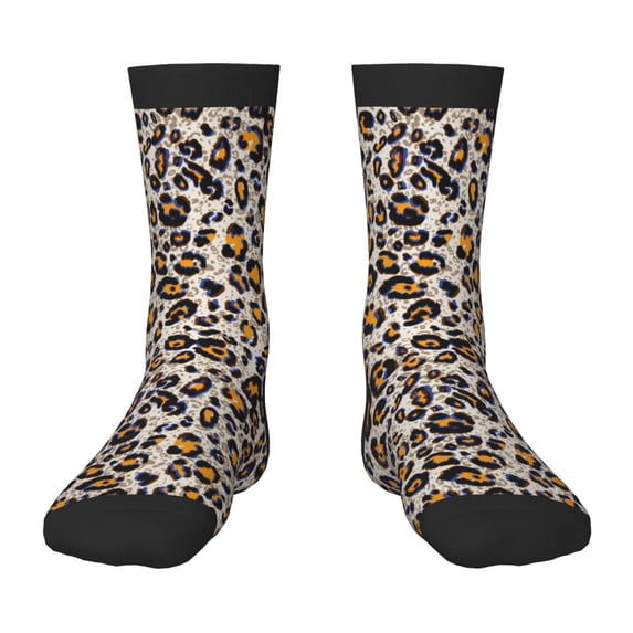 Fuzoiu Leopard Print Kids Socks For Boys Girls,Grip Crew Socks with Non Slip,Lightweight Stretch Crew Socks,Toddlers Crew Boot Socks