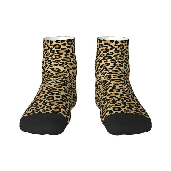 Fuzoiu Leopard Print Print Adult Socks, Crew Moisture-wicking Socks, Unisex Cushion Crew Socks,Casual Sports Ankle Socks
