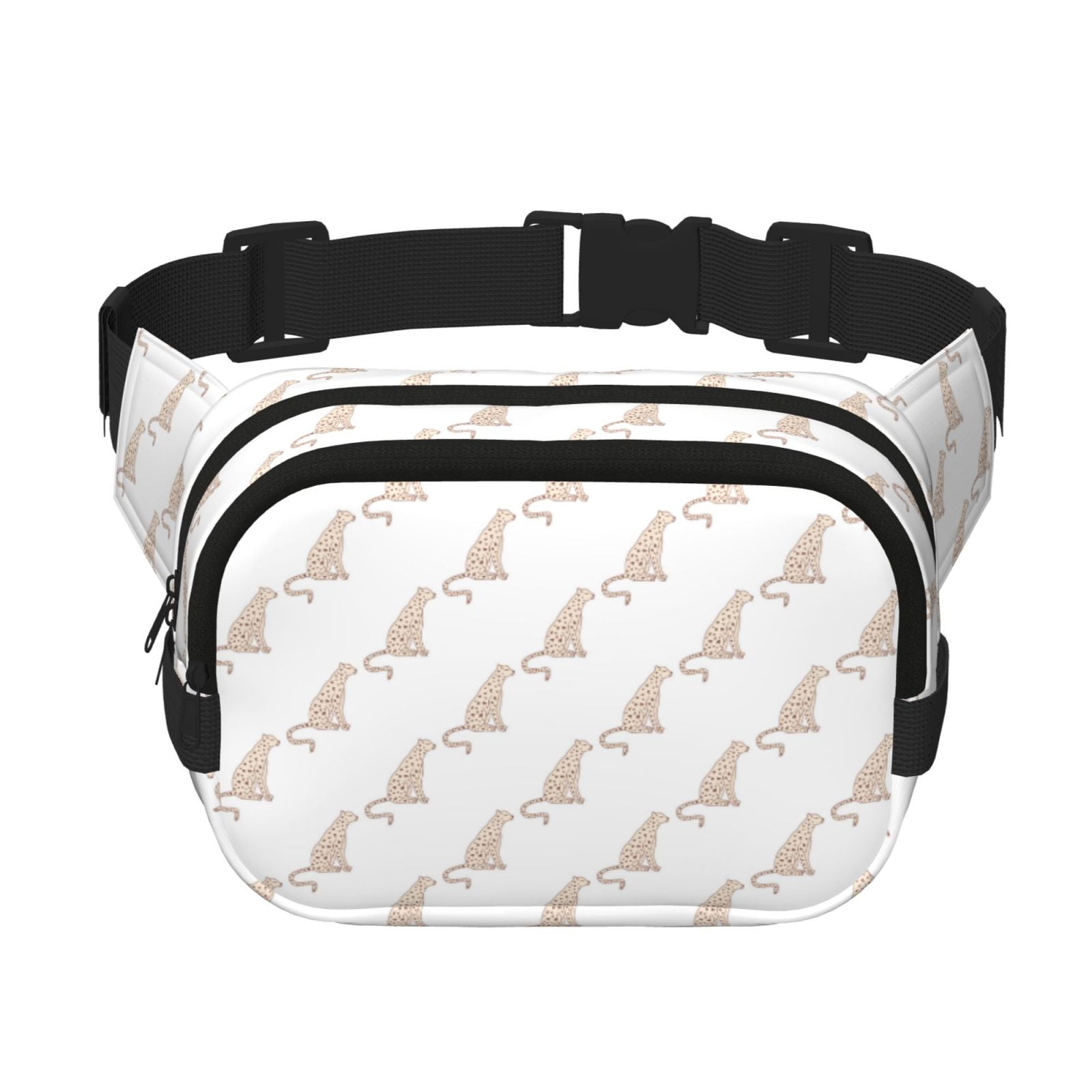 Fuzoiu Leopard Print Print Unisex Square Double Layer Waist Bag,Crossbody Fanny Pack Travel Workout Accessory