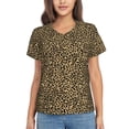 thumbnail image 1 of Fuzoiu Leopard Print Print Women's Classic V-Neck T-Shirt, Short Sleeve V Neck Tees for Casual Everyday Wear,Casual Fit Tee,Summer Fashion Tops-Large, 1 of 5
