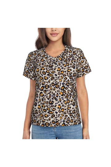 Leopard V Neck T Shirts for Women Clothing