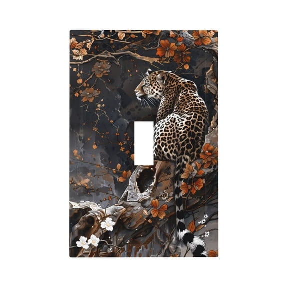 Fuzoiu Leopard On Tree Branch Print Single Duplex Outlet Cover Plate, Light Switch Cover, for Receptacle Light Switch, Switch Cover Decorative Wallplate-Style T