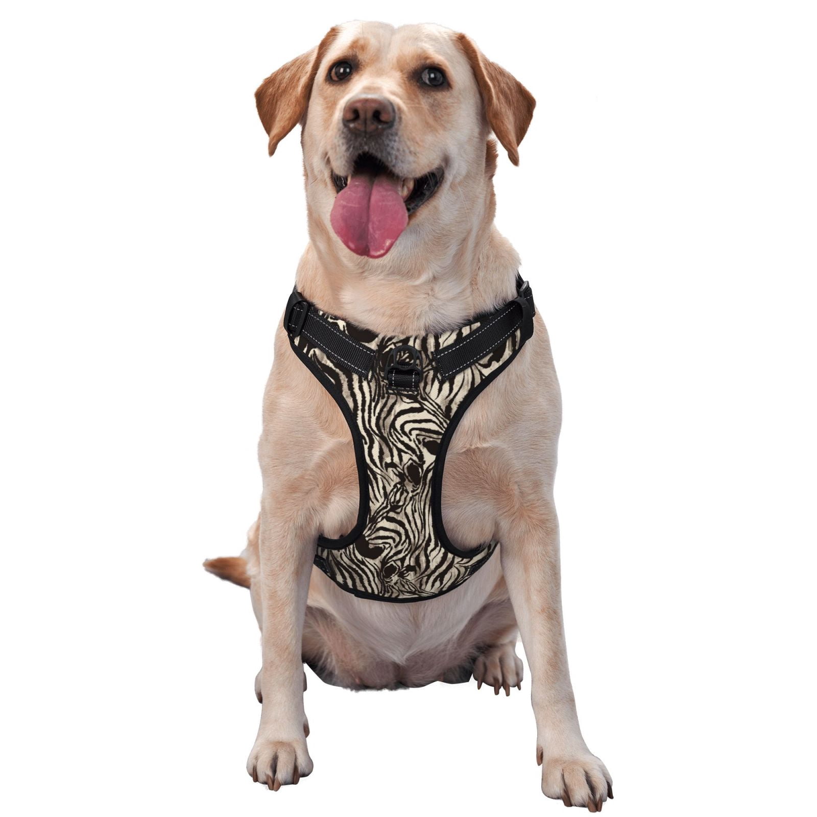 Fuzoiu Leopard And Zebra1 Print Reflective Dog Harness,Adjustable, Breathable Pet Vest,Dog Harness No Pull,No Choke Pet Vest for Small, Medium, and Large Dogs-Large