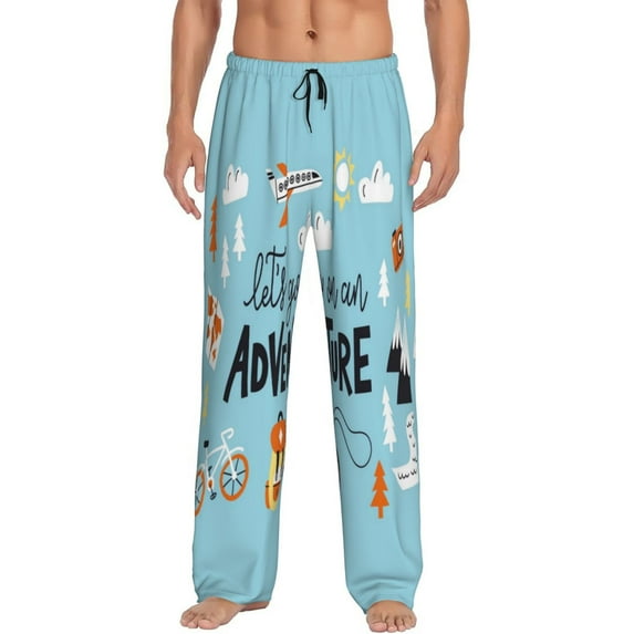 Fuzoiu Let's Go on an Adventure Print Men's Pajama Pants,Lounge Pants for Men,Lounge PJ Bottoms,Sleepwear Pants with Drawstring Pockets -Medium