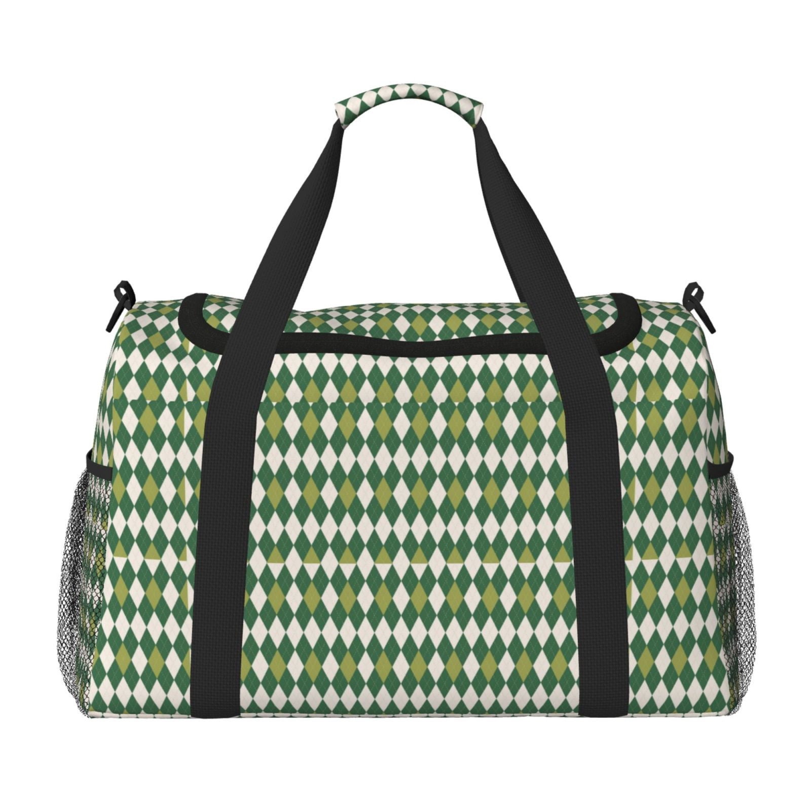 Fuzoiu Light Green Squares Print Travel Duffle Bag,Carry On Tote Bags,Duffel Bag,Sport Gym Bag, Hospital Bag for Labor and Delivery, Overnight Bag,Luggage Bag