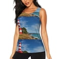 thumbnail image 1 of Fuzoiu Lighthous Print Women's Workout Tank Top,Athletic Racerback Sports Tank,Tops Sleeveless Running Loose Fit Yoga Tops,Active Shirts for Yoga, Running, and Gym-X-Large, 1 of 7