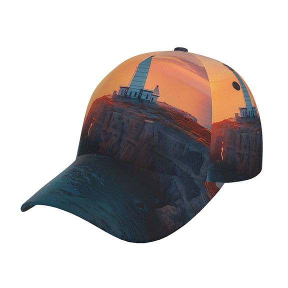 Fuzoiu Lighthouse At Sunset Coast Print Adjustable Baseball Cap for Men and Women, Unisex Sports Hat, Sun Protection Hat for Running Workouts and Outdoor Activities All Seasons