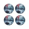 thumbnail image 1 of Fuzoiu Lighthouse in a Stormy Sea Print Leather Coasters Set,Drink Coasters Set of 4,for Tabletop Protection, Durable PVC Coasters,Home Décor and Housewarming Gift-Round Shape, 1 of 6
