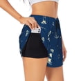 thumbnail image 1 of Fuzoiu Lighthouses and Anchors Print Women's Athletic Shorts, Double-Layer Running Shorts with Pocket,Women's Workout Shorts for Yoga, Gym, and Workouts-Large, 1 of 7