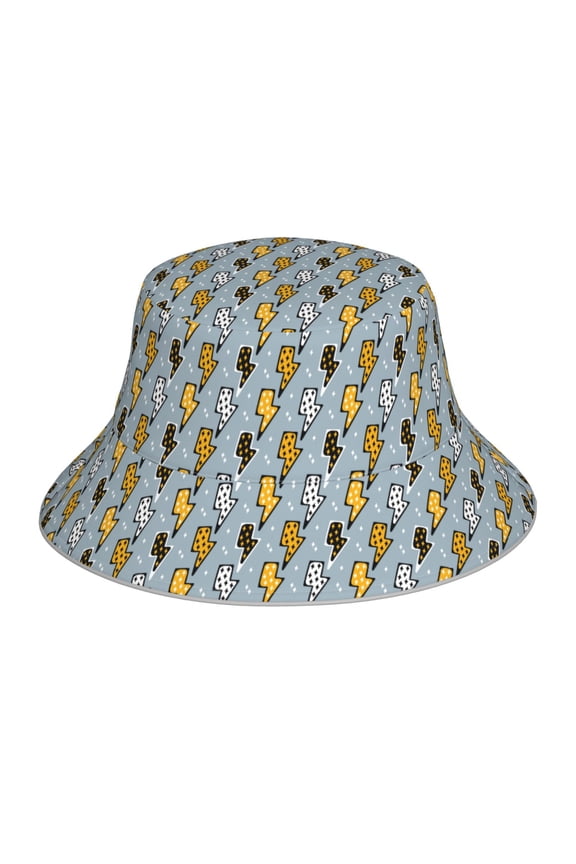 Lightning Bolts Print Reflective Bucket Hat,Outdoor Hat for Men and Women,Bucket Hat for Travel Fishing Hunting Summer Camp