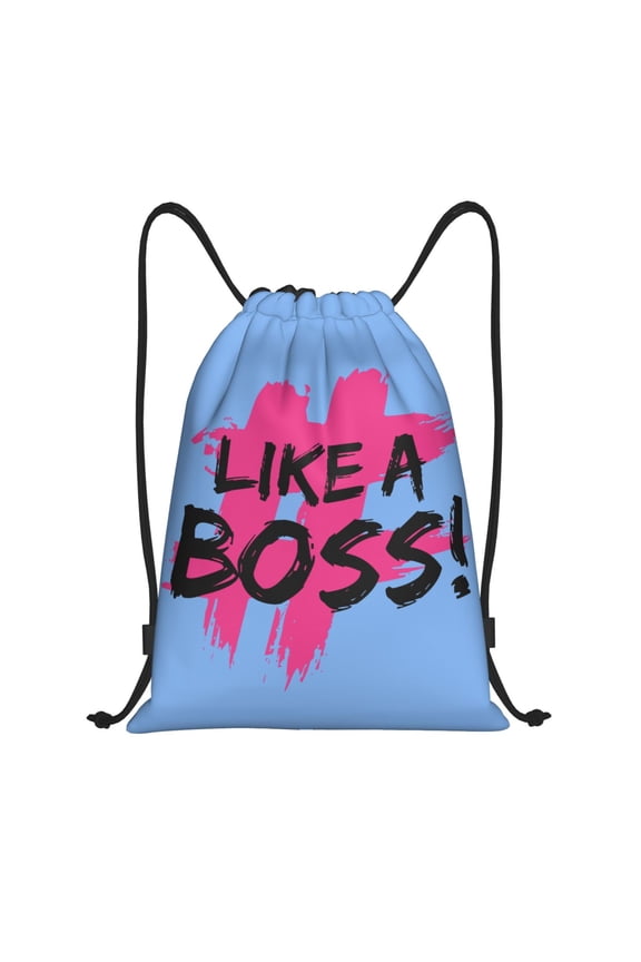 Like a Boss Print Drawstring Backpack for Gym, Travel, Yoga,Sports Sackpack String Bag for Women Men-Medium