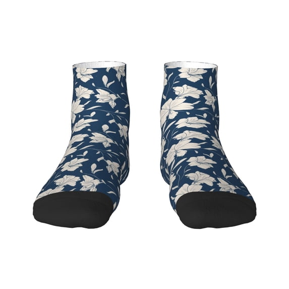 Fuzoiu Lilies Flowers Print Adult Socks, Crew Moisture-wicking Socks, Unisex Cushion Crew Socks,Casual Sports Ankle Socks
