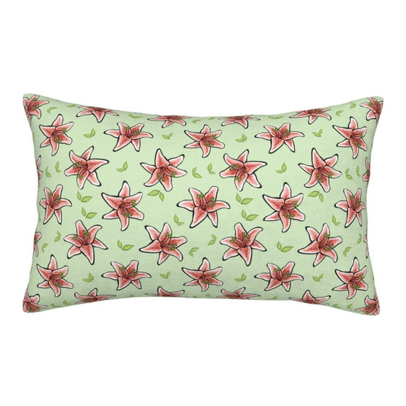 Fuzoiu Lilies Flowers Print Fuzzy Pillowcases, Super Soft Pillow Case Cover with Zipper for Bedroom, Sofa, Couch,Cozy Pillow Shams for All Seasons-14"x20"