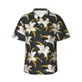 thumbnail image 1 of Fuzoiu Lilies Flowers Print Hawaiian Shirt for Men, Summer Beach Casual Short Sleeve Button Down Shirts, Men’s Beach Summer Shirts with Pocket,X-Large, 1 of 7