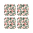 thumbnail image 1 of Fuzoiu Lilies Flowers Print Leather Coasters Set,Drink Coasters Set of 4,for Tabletop Protection, Durable PVC Coasters,Home Décor and Housewarming Gift-Square, 1 of 6