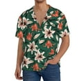 thumbnail image 1 of Fuzoiu Lilies Flowers Print Men's Casual Short,Men's Short Sleeve Shirt,Mens Casual Button Down Shirts,Cuban Collar Summer Shirt for Beach, Vacation, and Outdoor Activities-3X-Large, 1 of 5