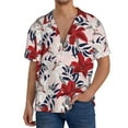 thumbnail image 1 of Fuzoiu Lilies Flowers Print Men's Casual Short,Men's Short Sleeve Shirt,Mens Casual Button Down Shirts,Cuban Collar Summer Shirt for Beach, Vacation, and Outdoor Activities-Medium, 1 of 5