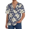 thumbnail image 1 of Fuzoiu Lilies Flowers Print Men's Casual Short,Men's Short Sleeve Shirt,Mens Casual Button Down Shirts,Cuban Collar Summer Shirt for Beach, Vacation, and Outdoor Activities-3X-Large, 1 of 5