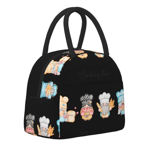 Naloa Little Chef Gnome Print Lunch Bag for Women Men,Insulated Lunch Box for Adult,Reusable Lunch Tote Bag for Work, Picnic or Travel