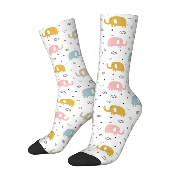 Fuzoiu Little Elephant Print Athletic Crew Socks for Men & Women,Casual Crew Socks,Above Ankle Crew Socks for Business, Casual