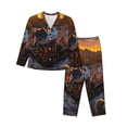 thumbnail image 1 of Fuzoiu Lizard With Sunglasses Sunset Print Women's Long-Sleeved Pajama,Lounge Button Down Nightwear,Womens Notch Collar Pajama Set-XX-Large, 1 of 7