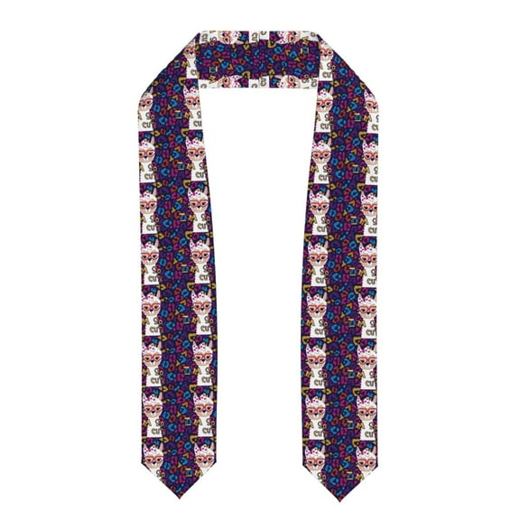 Fuzoiu Llama Alpaca Print Graduation Sash,Graduation Stole,Unisex Adult Graduation Stole Shawl 91" Long,for Academic Commencements Shawl-Flattened