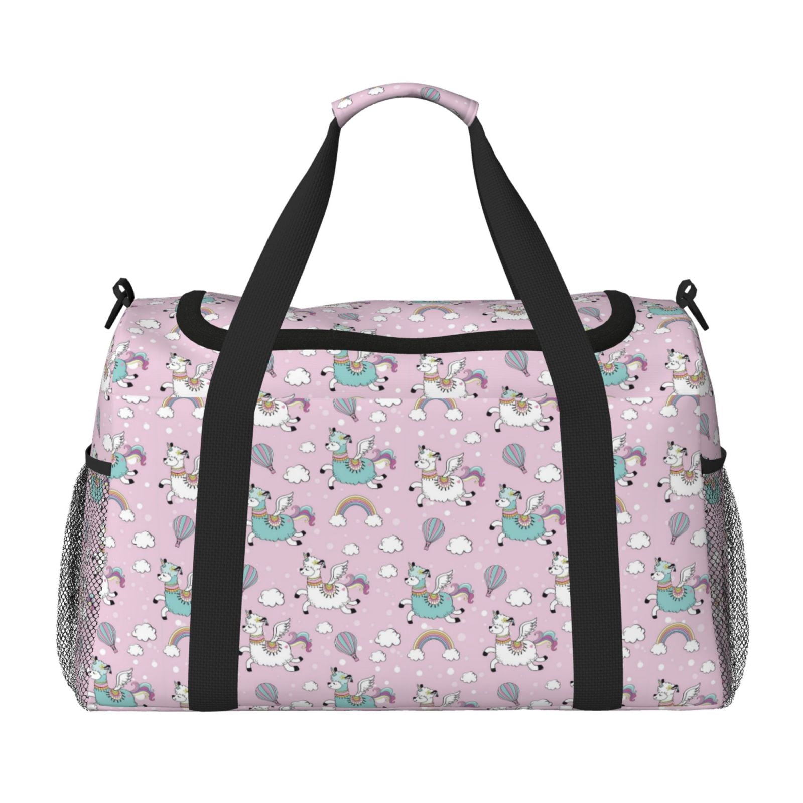 Fuzoiu Llama Unicorn and Rainbow Print Travel Duffle Bag,Carry On Tote Bags,Duffel Bag,Sport Gym Bag, Hospital Bag for Labor and Delivery, Overnight Bag,Luggage Bag