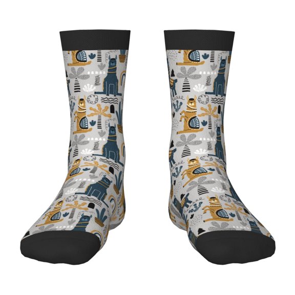 Fuzoiu Llama and Cactus1 Print Kids Socks For Boys Girls,Grip Crew Socks with Non Slip,Lightweight Stretch Crew Socks,Toddlers Crew Boot Socks
