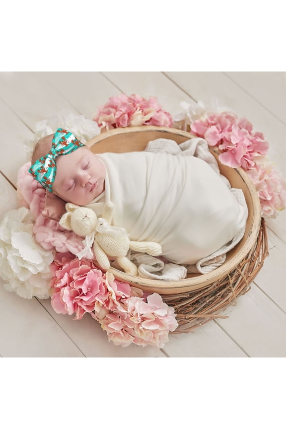 Lobsters Of Turquoise Waves Print Baby Bow Headband for Newborns, Baby Girl Head Wrap,Baby Shower Gift,Stretchy Hair Accessories for Newborn Infant Toddlers Kids