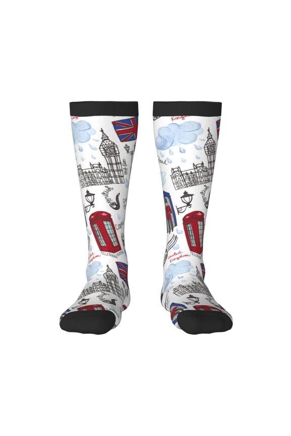 London Landmark2 Print Adult Stockings,Crew Socks,Unisex Fashion Socks, Casual Sports Socks,Comfortable Crew Socks for Everyday Wear and Sports