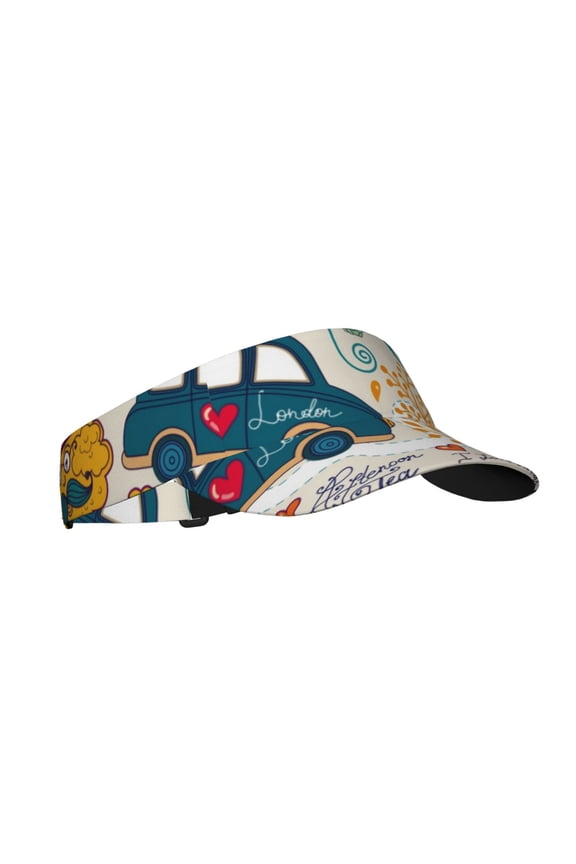 London Symbols Print Adult Sunscreen Visor Cap,Adjustable Summer Cap for Men Women,Unisex Running Outdoor Beach Hat