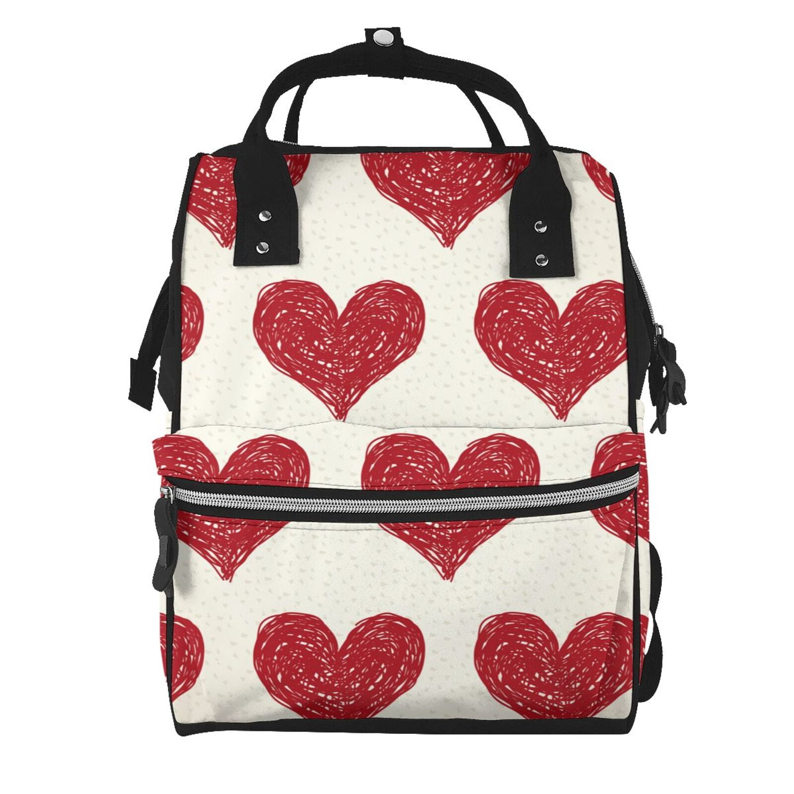 Fuzoiu Love Print Diaper Bag Backpack,Baby Essentials Travel Tote,Multi function Waterproof Diaper Bag, Travel Essentials Baby Bag - Unisex